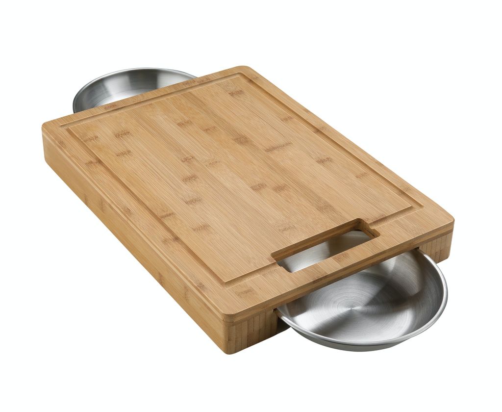 Napoleon Pro Schneidebrett mit 2 Edelstahl Schalen Produktbild 