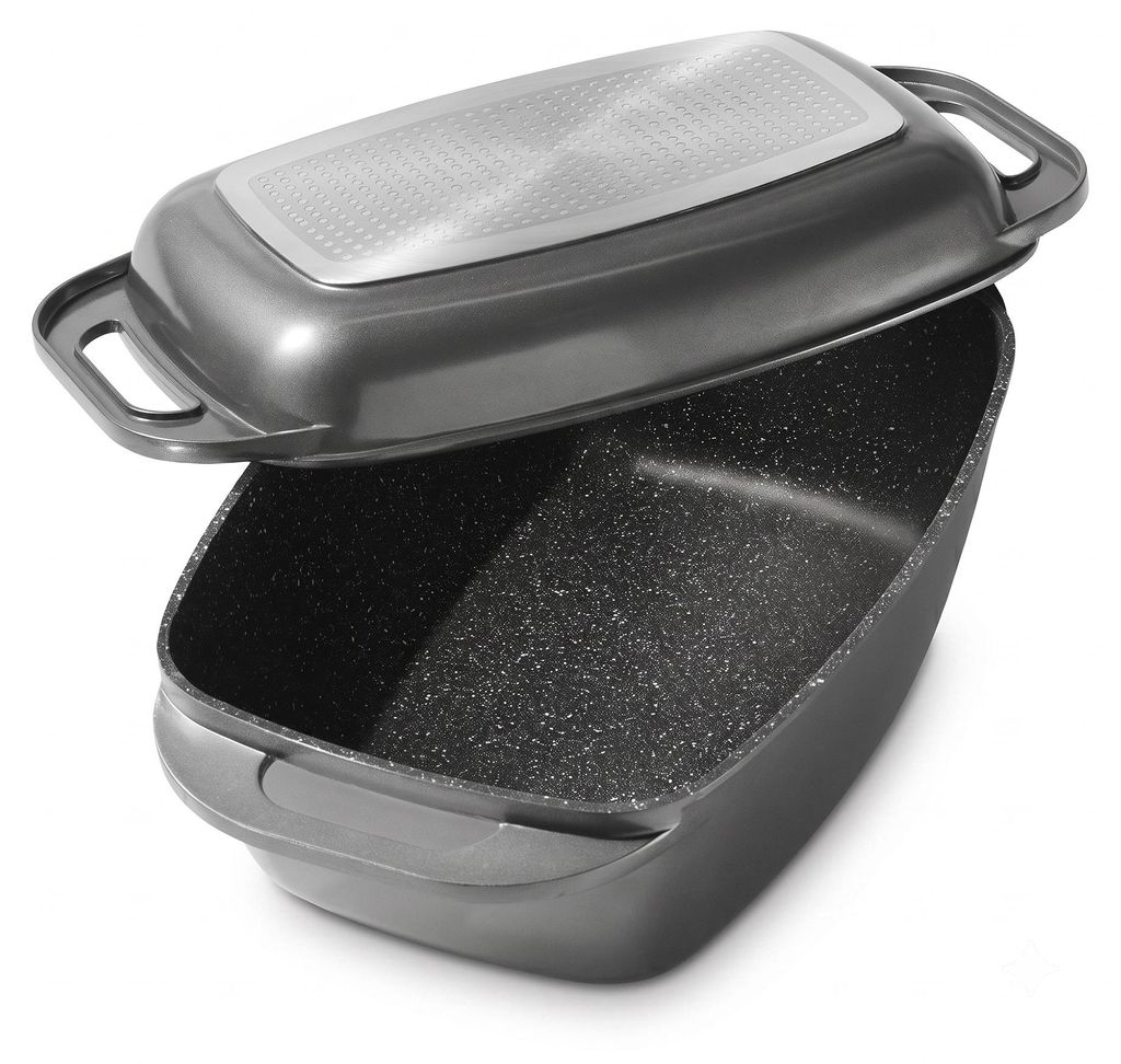 STONELINE® Casseruola grigia 43x26 cm | con coperchio Immagine del prodotto 