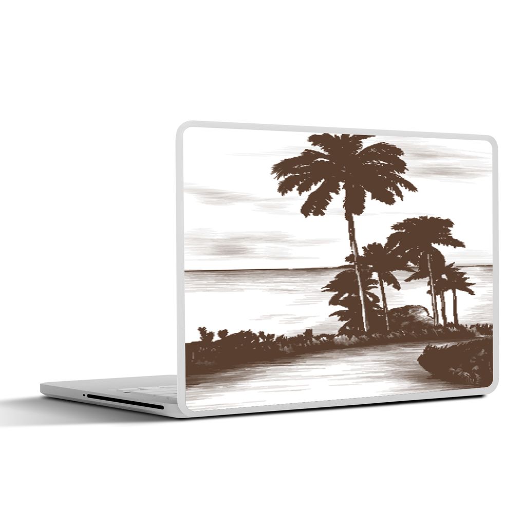 MuchoWow Laptop Aufkleber Sticker Cover Palme - Meer - Weg 36.5x27.5 cm - Laptop-Sticker