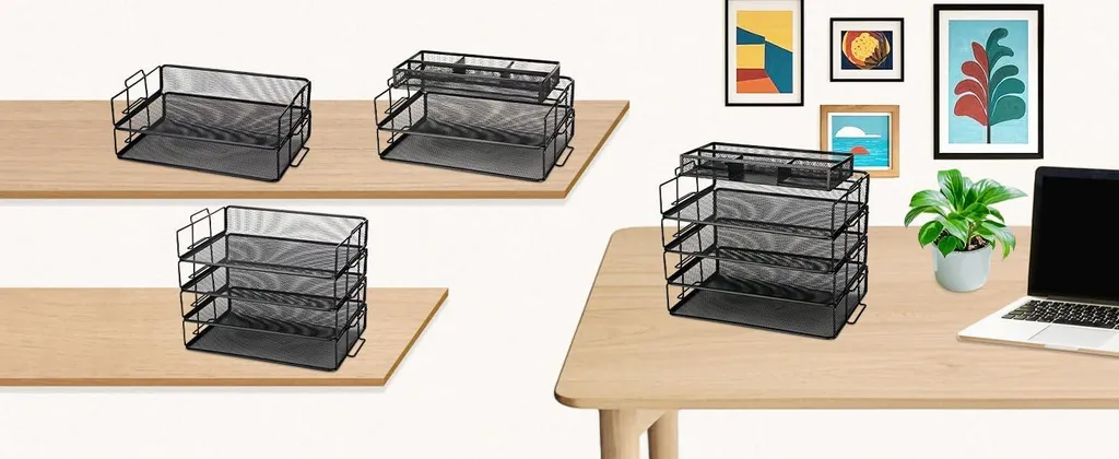 Organisateur de bureau complet modulable pour fournitures et dossiers
