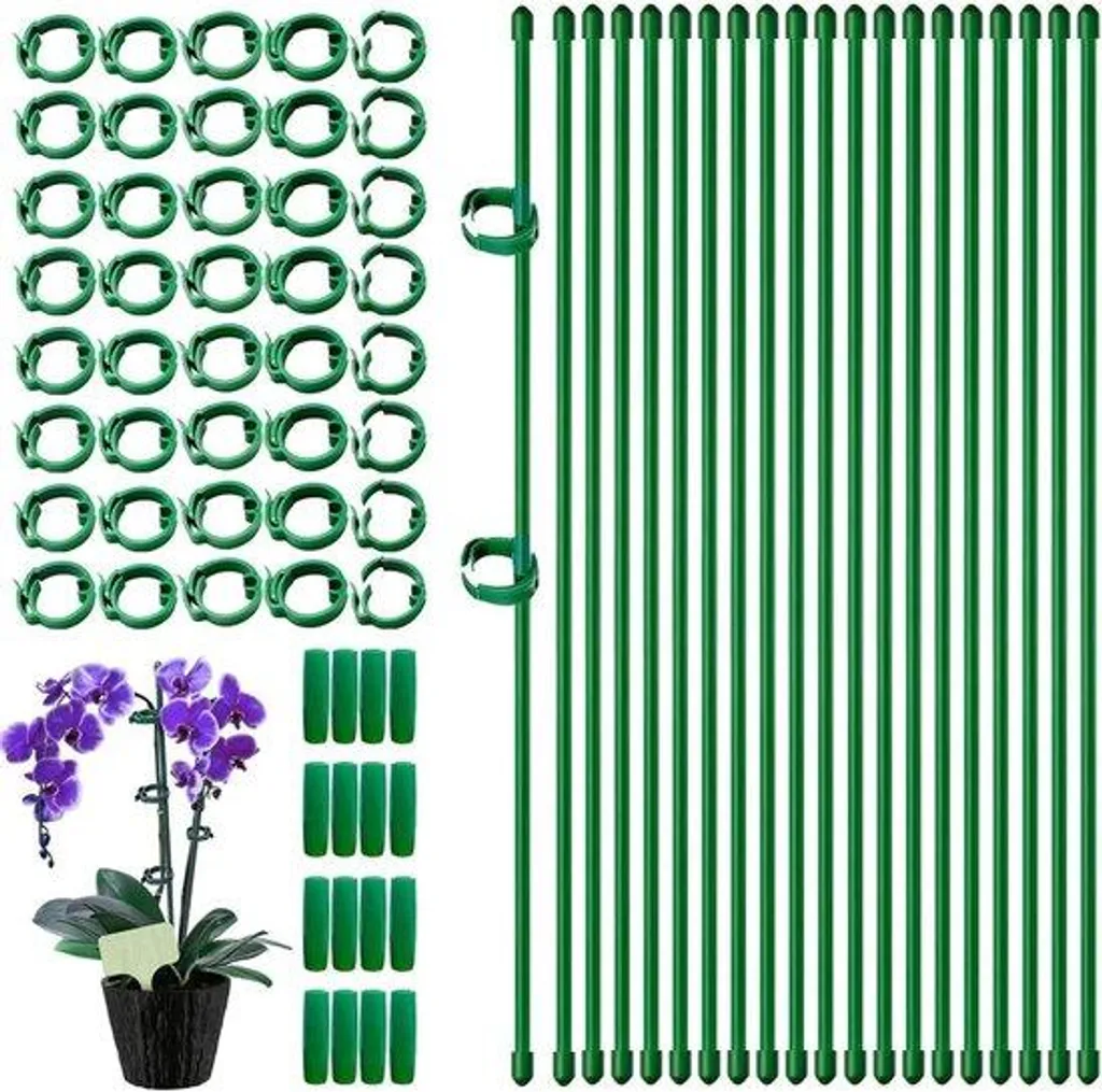 Tuteur Orchidées 30cm avec Tube de Raccordement et Pinces Fixation