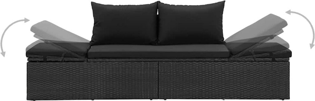 vidaXL Sonnenliege mit Auflage Poly Rattan Schwarz Produktbild 5
