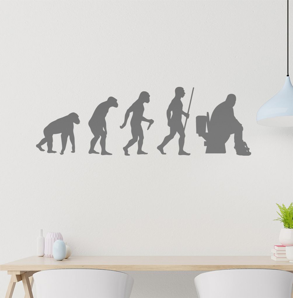 Klo Toiletten Evolution Wandtattoo Wandaufkleber Wall Sticker - Dekoration, Küche, Wohnzimmer, Schlafzimmer, Badezimmer