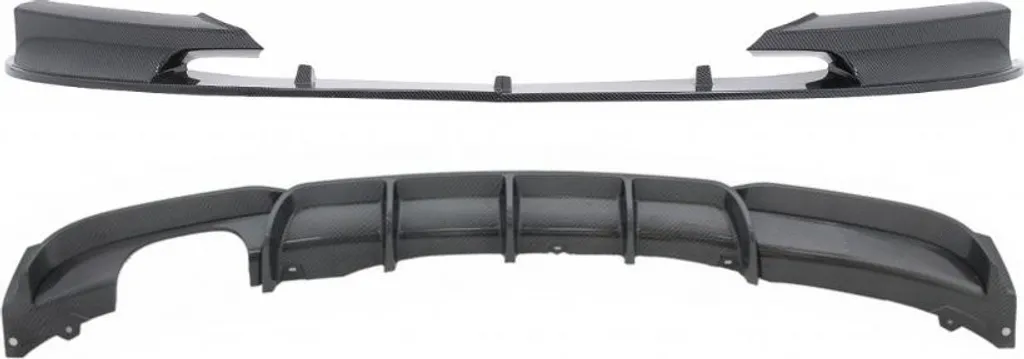 Kit carrosserie lame avant et diffuseur pour BMW F30 F31 Look Carbone