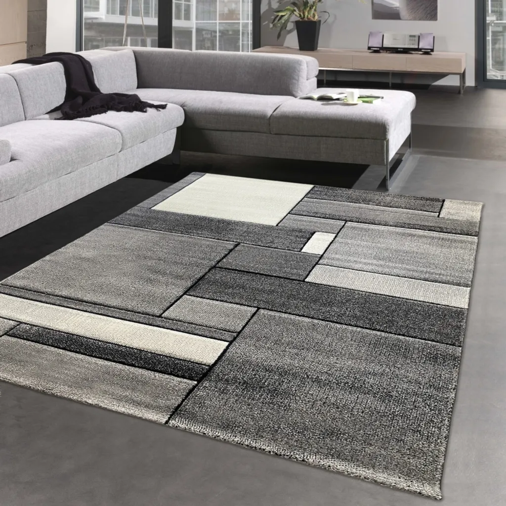 Tapis Salon Gris Abstrait 200x290 cm : Durable et Facile à Nettoyer