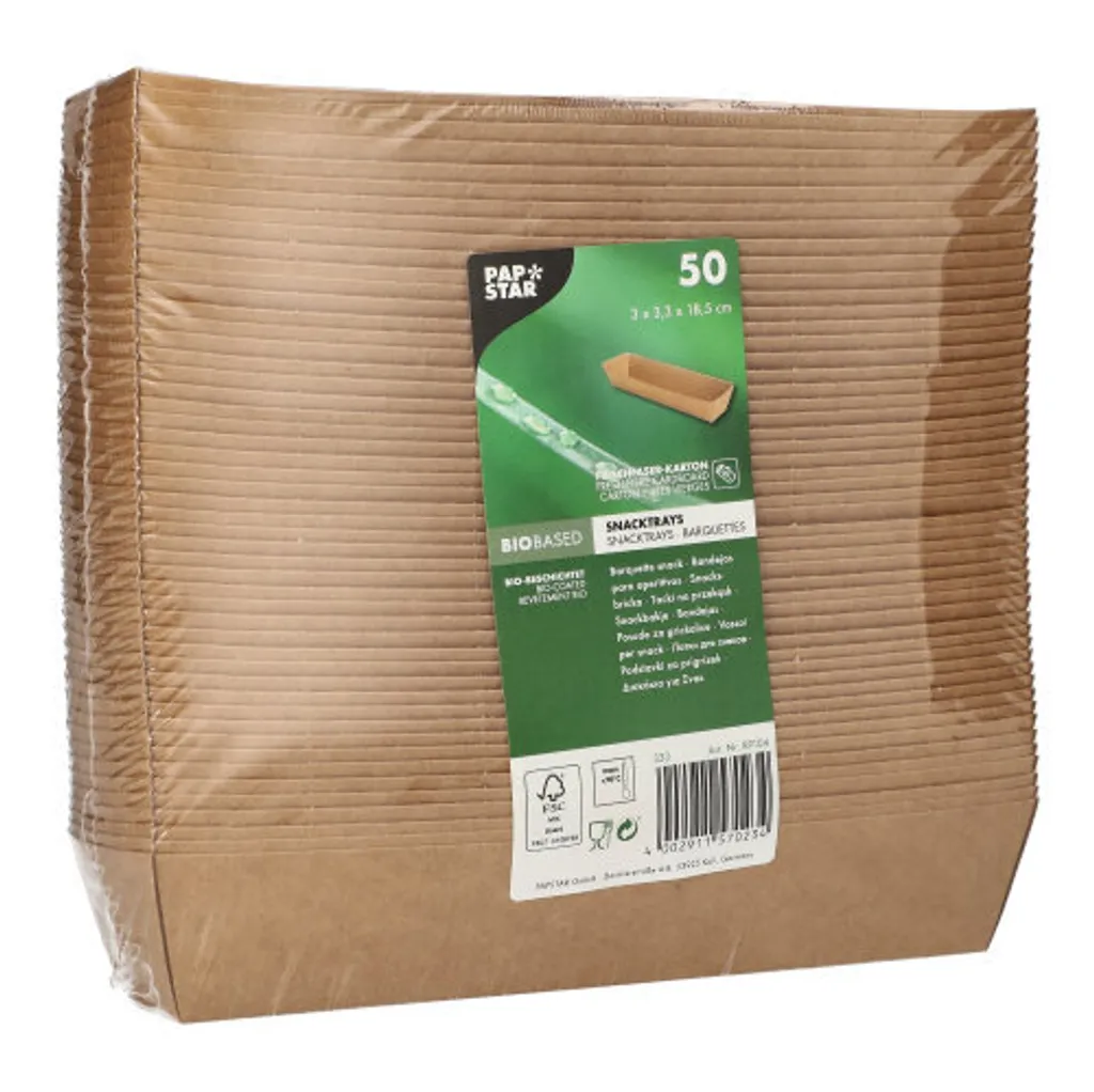 Petits plateaux snacks en bois 3x3 cm compostables marron PAPSTAR x50