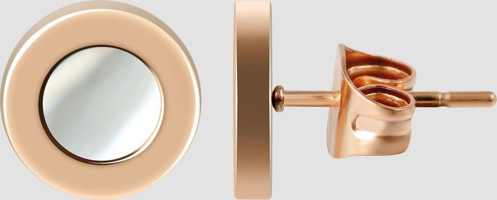 Akzent Edelstahl Ohrstecker mit Schmucksteinen, IP Roségold, roségoldfarbig