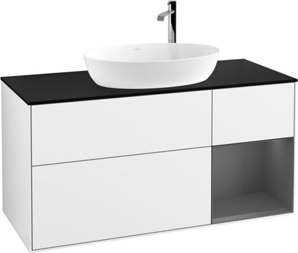 V&B Waschtischunterschrank Wandbeleuchtung Finion 120cm, Pl b m, Rg A m Lac, glo wh. Lac