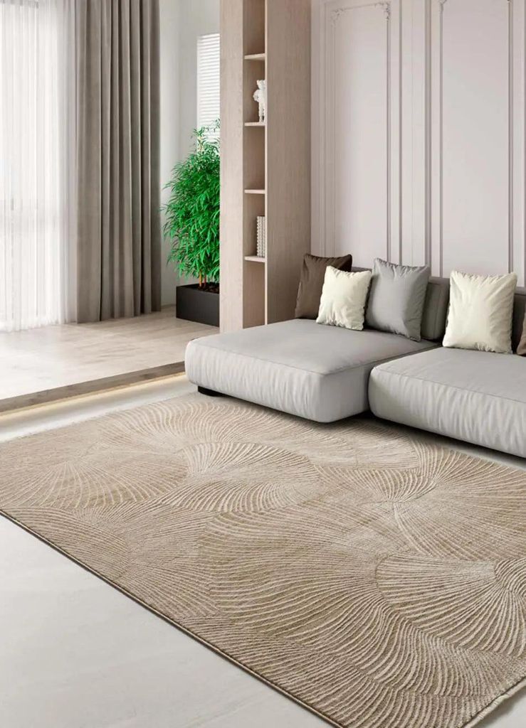 ATTICGO Kurzflorteppich ONA Geometrisch mit fransen in Beige, 120x160 cm