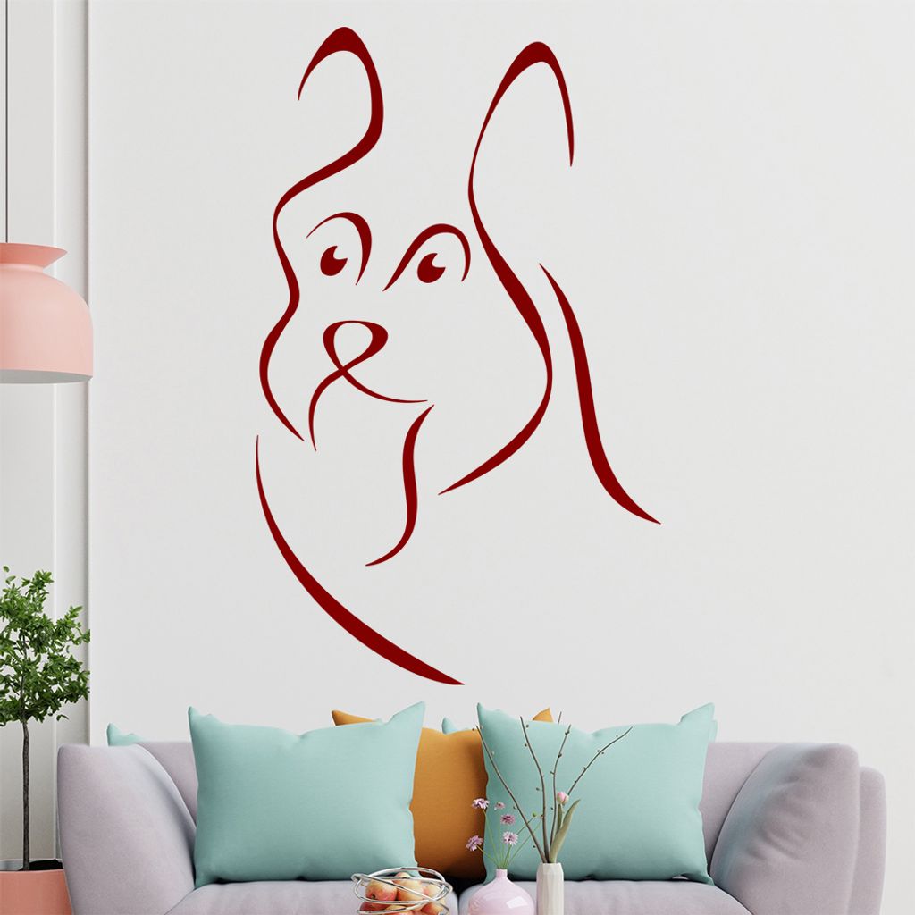 Hund Linien - Hunde Wandtattoo in 6 Größen - Wandaufkleber Wall Sticker - Dekoration, Küche, Wohnzimmer, Schlafzimmer, Badezimmer