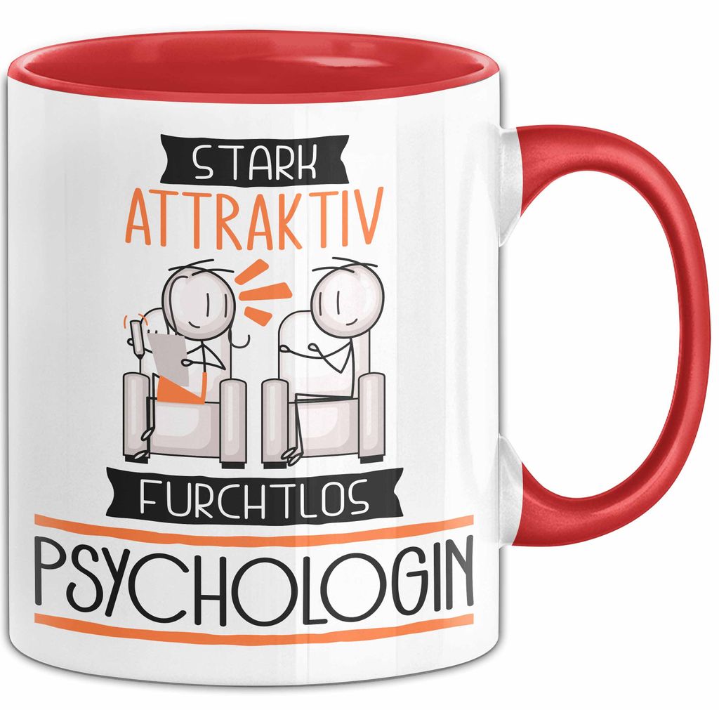 Psychologin Tasse Geschenk Becher Stark Attraktiv Furchtlos Psychologin Lustige Geschenkidee (Rot)