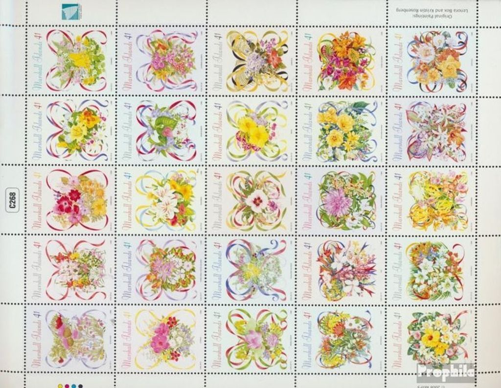 Briefmarken Marshall-Inseln 2008 Mi 2169-2193 Zd-Bogen (kompl.Ausg.) postfrisch Blumensträuße aus aller Welt