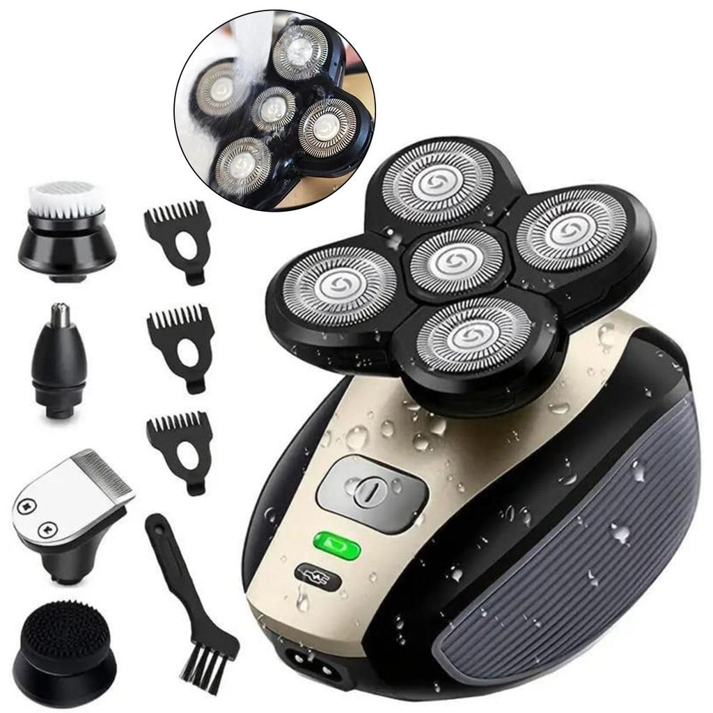 Haarschneider fš¹r M?nner,5-in-1Barttrimmer, Wasserdichter elektrischer Rasierer mit LED-Display, kabelloses Pflegeset mit Bart, Nasen