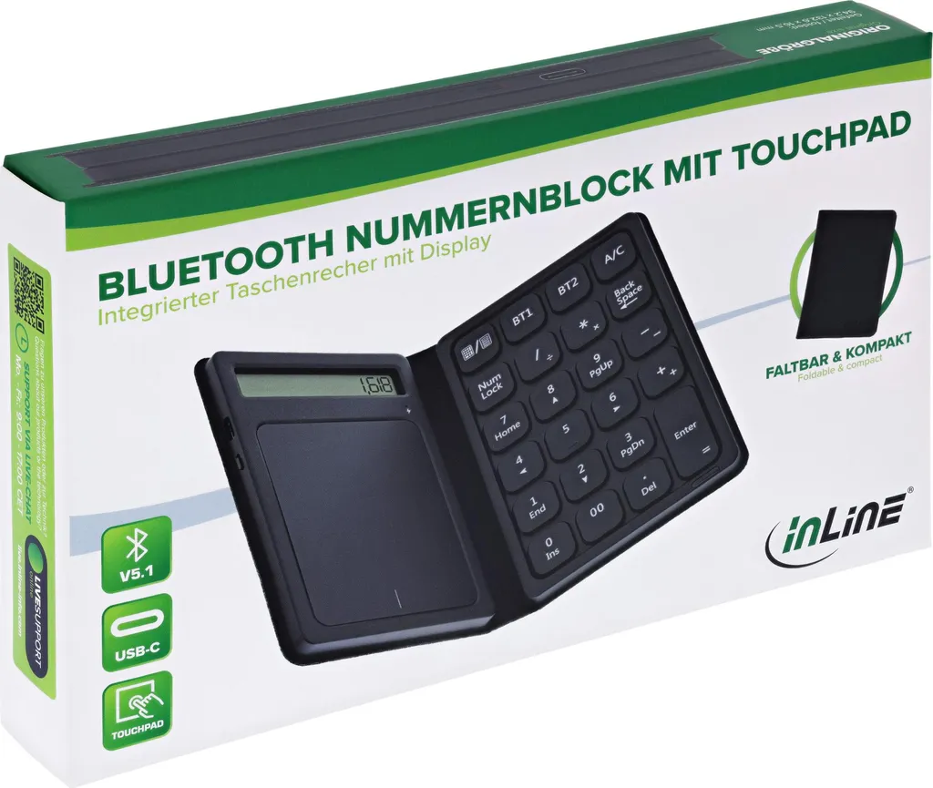 Clavier Numérique Bluetooth Pliable InLine avec Pavé Tactile Intégré - 5