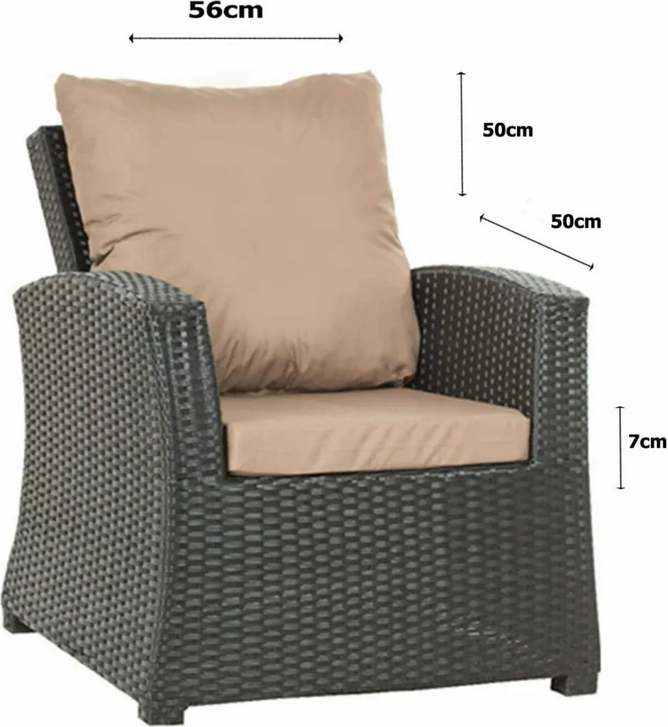 Set 4 Cuscini Ricambio Poltrona Rattan 56x52x7 - Alta Densità Beige - 10