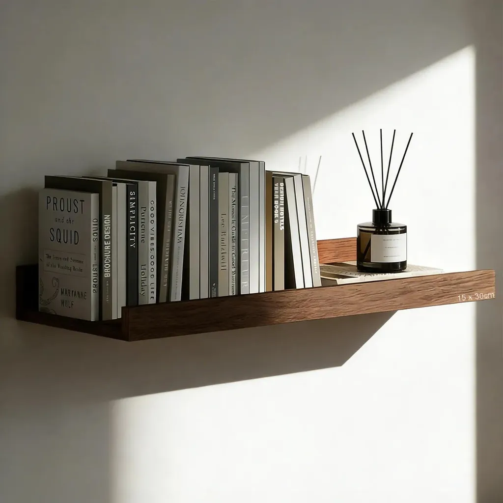 Petite étagère murale en bois pour gagner de la place, 30 cm noyer