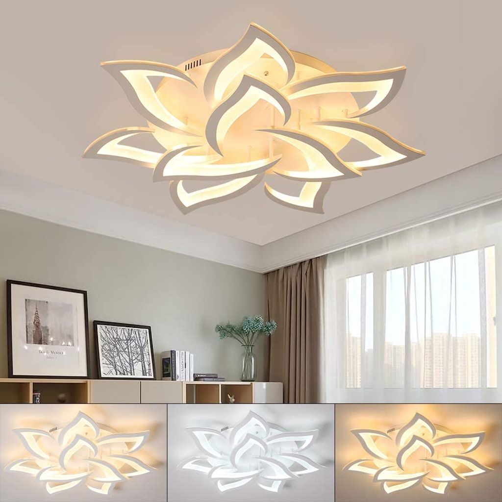160W LED Deckenleuchte Modern Wohnzimmer Blütenblatt Gestalten Acryl Deckenlampe 