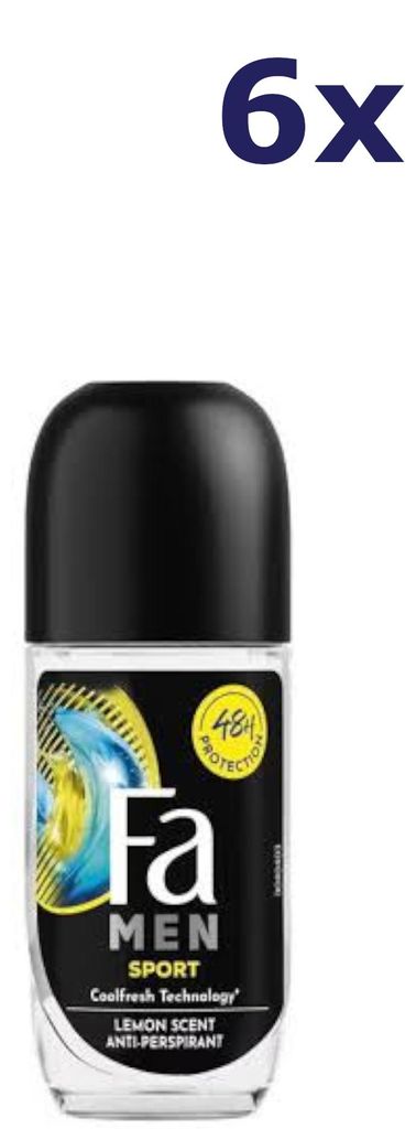 6x Deo-Roll-on 50 ml für Männer, Sport, Dry Citrus Green Produktbild 
