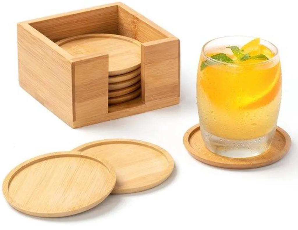 Sous-verres en bois pour bière et café - Décoration de Noël lot de 8