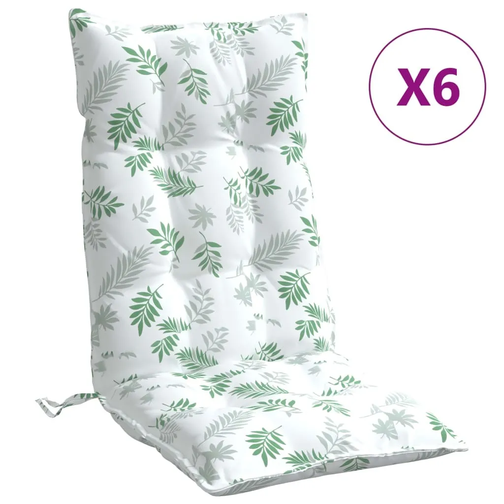 Set 6 Cuscini Schienale Alto vidaXL | Tessuto Oxford Foglie Giardino