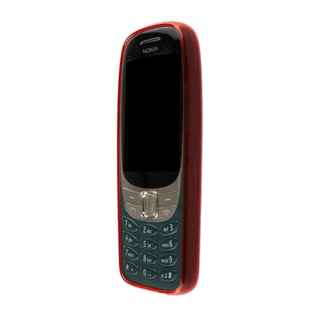 A red Nokia mobile phone is shown against a white background.