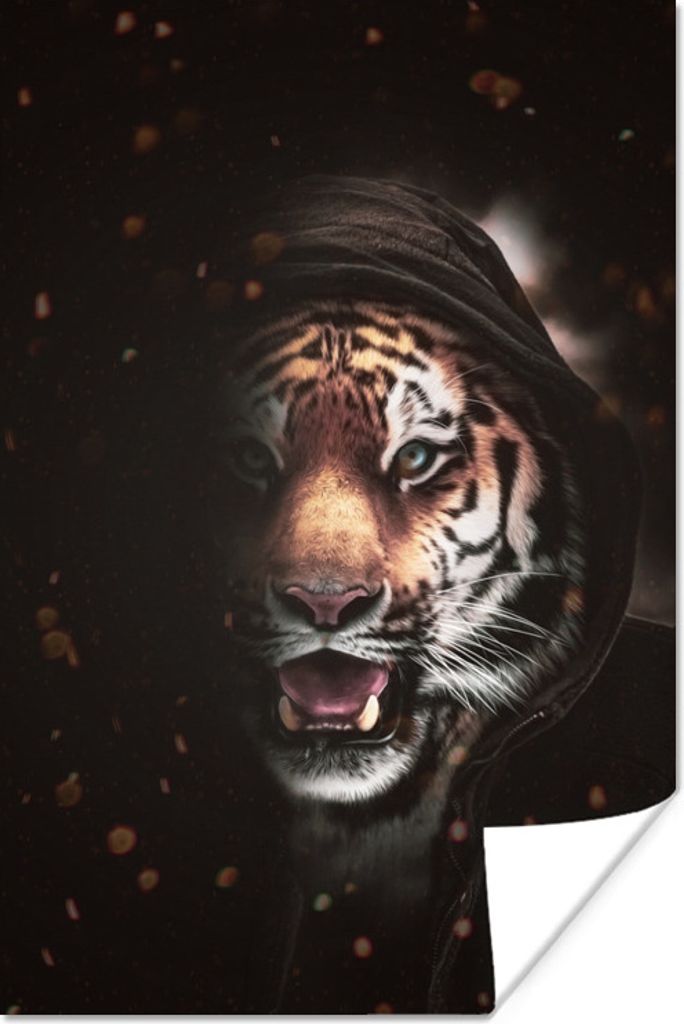 MuchoWow Poster Tiger - Schatten - Felinen 40x60 cm - Plakate für die Wand - Poster Babyzimmer