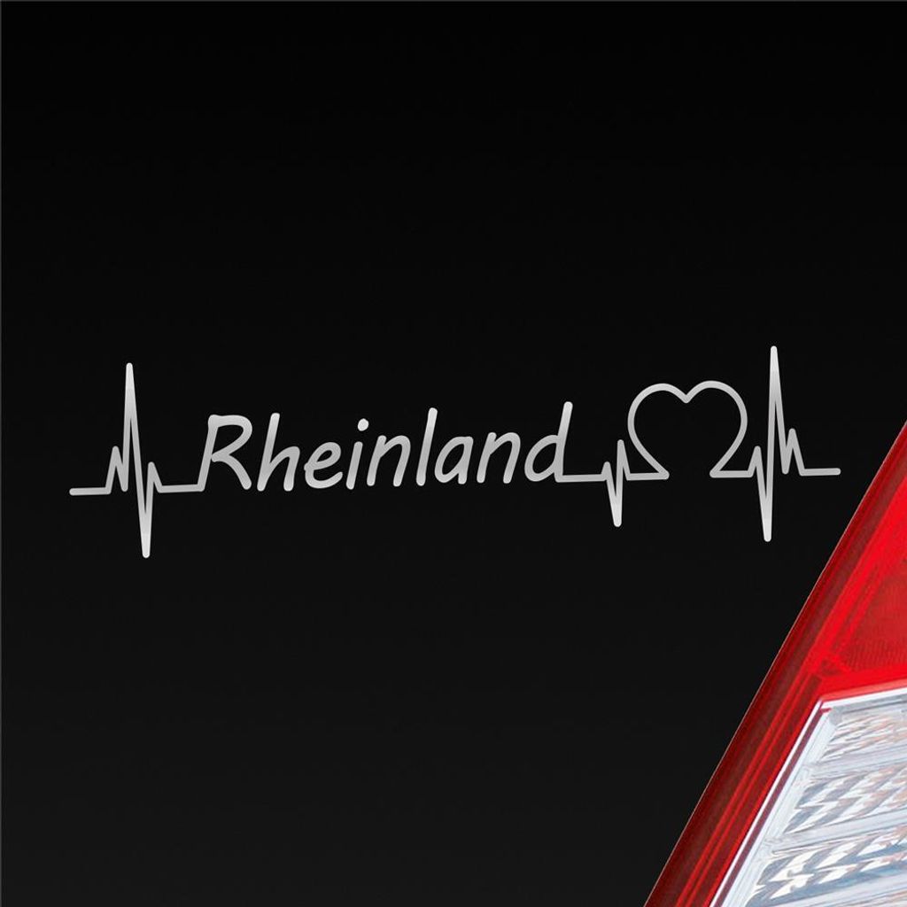 Auto Aufkleber Rheinland Puls Herzschlag mit Ferien Region Motiv 19x5 cm Silber Sticker Heckscheibenaufkleber