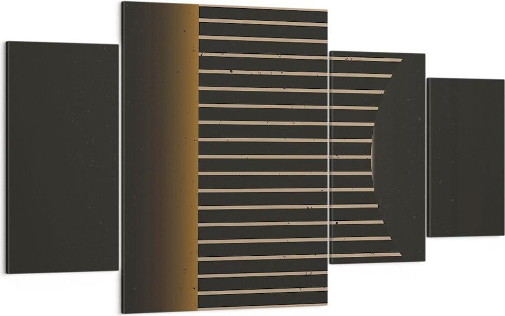 Bild auf Leinwand - Leinwandbild - 4 Teile - Modern Schwarz Gelb - 160x90cm - Wand Bild - Wanddeko - Wandbilder - Leinwanddruck - Bilder - Wanddeko...
