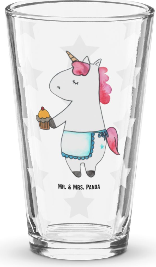 Mr. & Mrs. Panda Cocktailglas Einhorn Muffin - Transparent - Geschenk, Tumbler, Glas, Kekse, Backen, Longdrinkglas, Geburtstag, Unicorn, Bierglas, ...