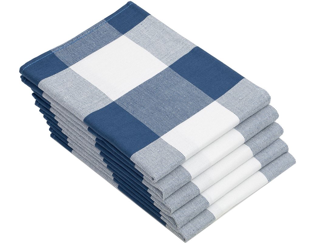 5er Set Geschirrtücher Baumwolle 50x70 cm blau-kariert Produktbild 