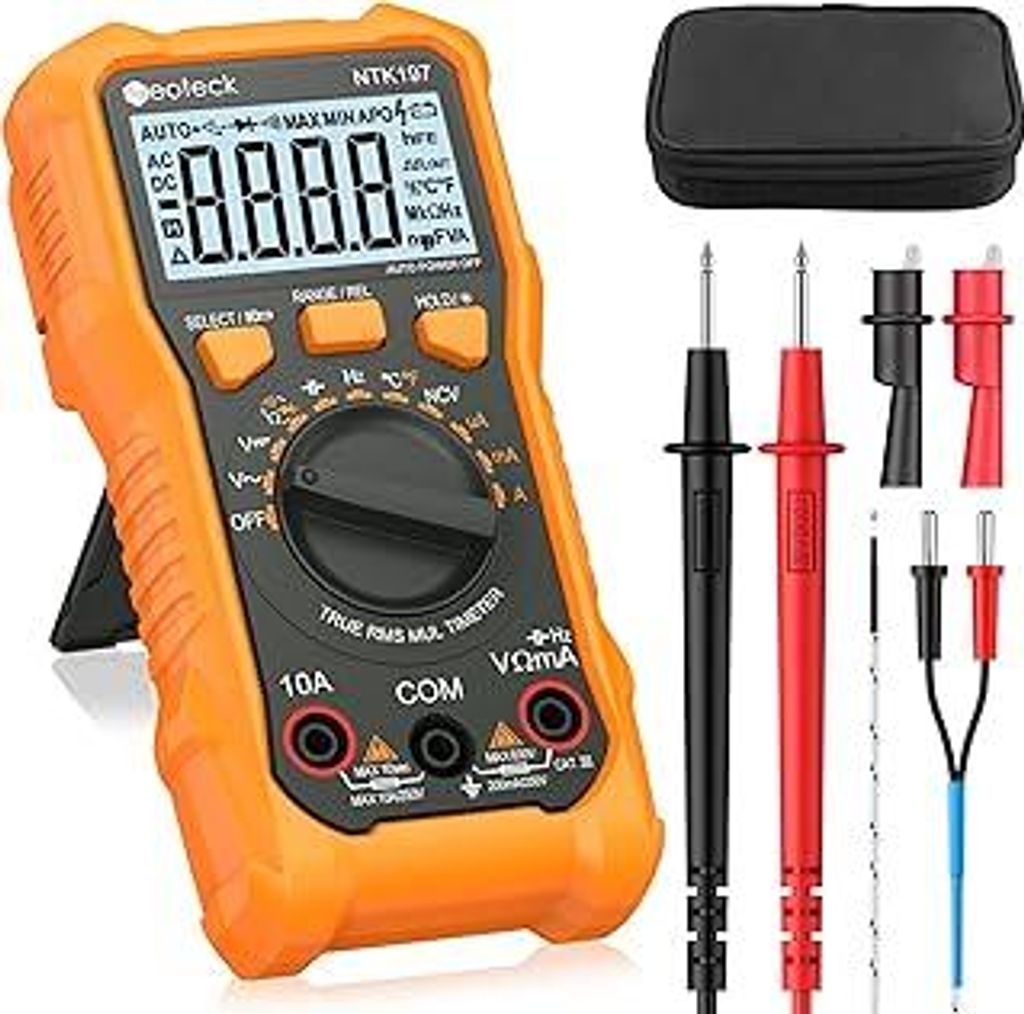 Neoteck Digital Multimeter Voltmeter 2000 Zähler Spannungsprüfer AC/DC Strom Spannung Widerstand Kapazität NCV Frequenz Temperatur Messgerät mi...