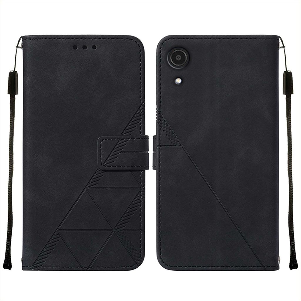 Galaxy A13 4G Hülle, Schlank Prägung Flip Leder Kartenfächer Schutzhülle mit Ständer für Samsung Galaxy A13 4G Schwarz
