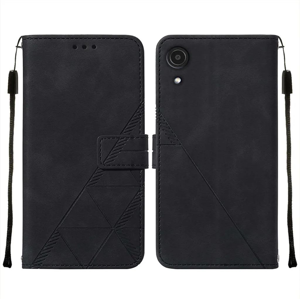 Custodia Samsung Galaxy A13 4G: Cover Portafoglio in Pelle Nera Goffrata
