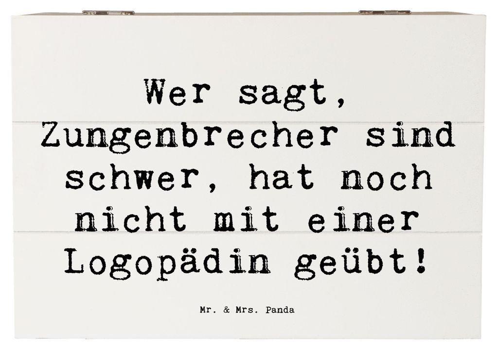 Mr. & Mrs. Panda holzschatulle Spruch Training mit Logopädin 22 x 15 cm - Weiß - Geschenk, Motivation, Berufe, Kinder, Kommunikation, Beruf, Holz...