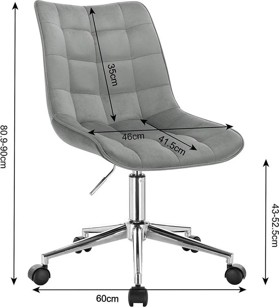 Sedia da Scrivania in Velluto Grigio Happyment - Altezza Regolabile - 5