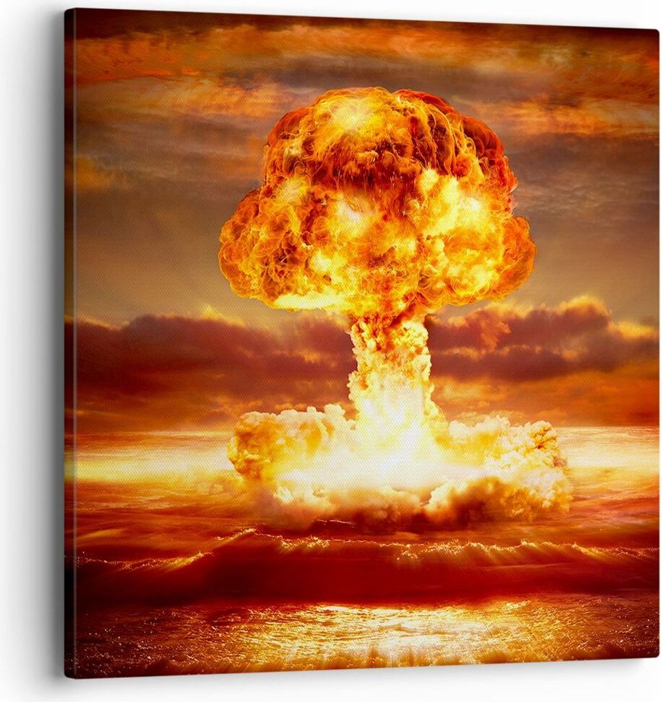Bild auf Leinwand - Leinwandbild - Krieg Atombombe Pilz Apokalypse - 40x40cm - Wand Bild - Wanddeko - Leinwanddruck - Bilder - Kunstdruck - Wanddek...