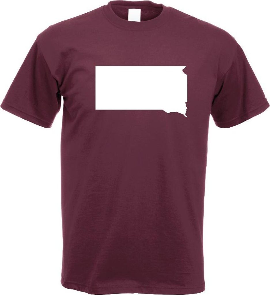 Kiwistar - T-Shirt - Burgund - USA - Bundesstaat - South Dakota Herren Funshirt Bedruckt Design Sprüche Spruch Motive - mit Motiv Bedruckt - Funsh...