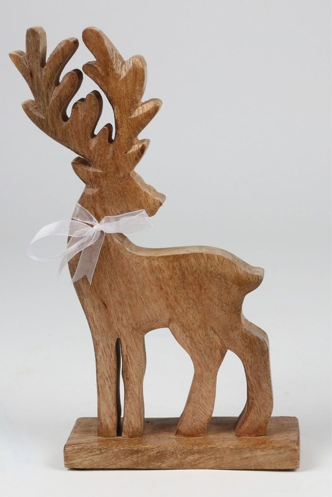 Weihnachtliche Figur Hirsch aus Holz, Innendekoration für Weihnachten, Winter und Advent, perfekt für Fensterbrett, Tisch oder Regal, in jedem Zi...