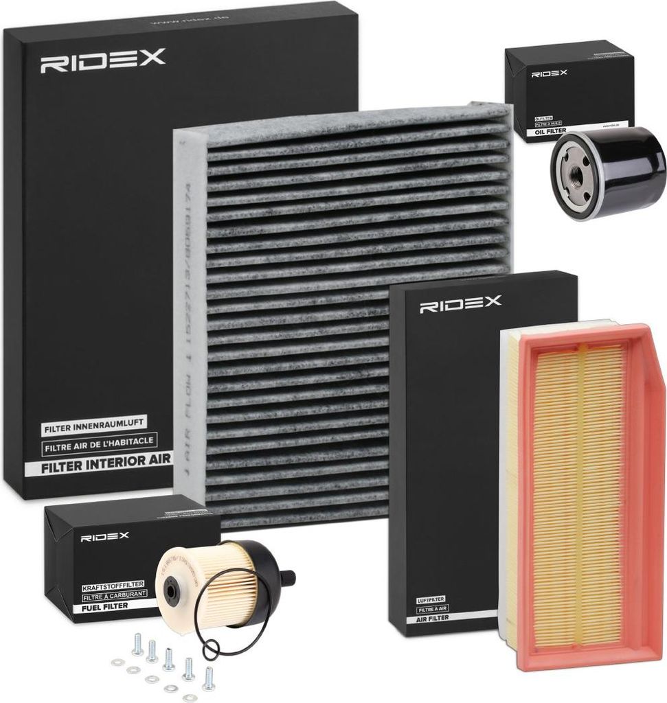 RIDEX Filterset Inspektionspaket Filtersatz für RENAULT Clio IV Schrägheck (BH) GRAND SCÉNIC III (JZ0/1) Captur (J5, H5) Clio IV Grandtour (KH)