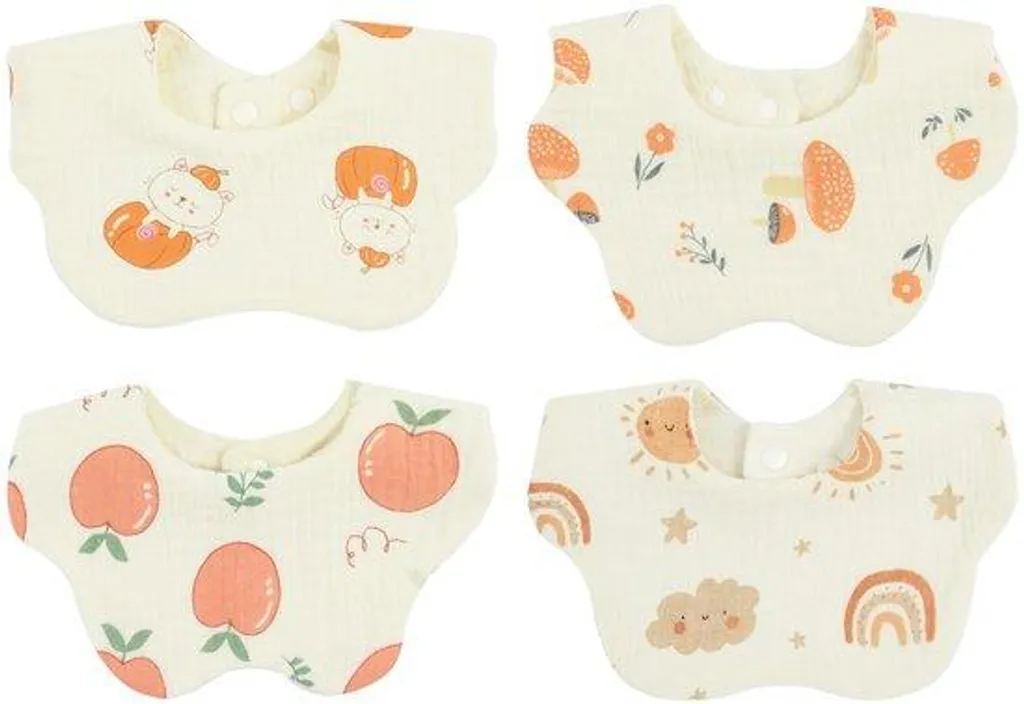 Bavoirs bandana bébé anti-irritations - Pack de 4 doux à pressions
