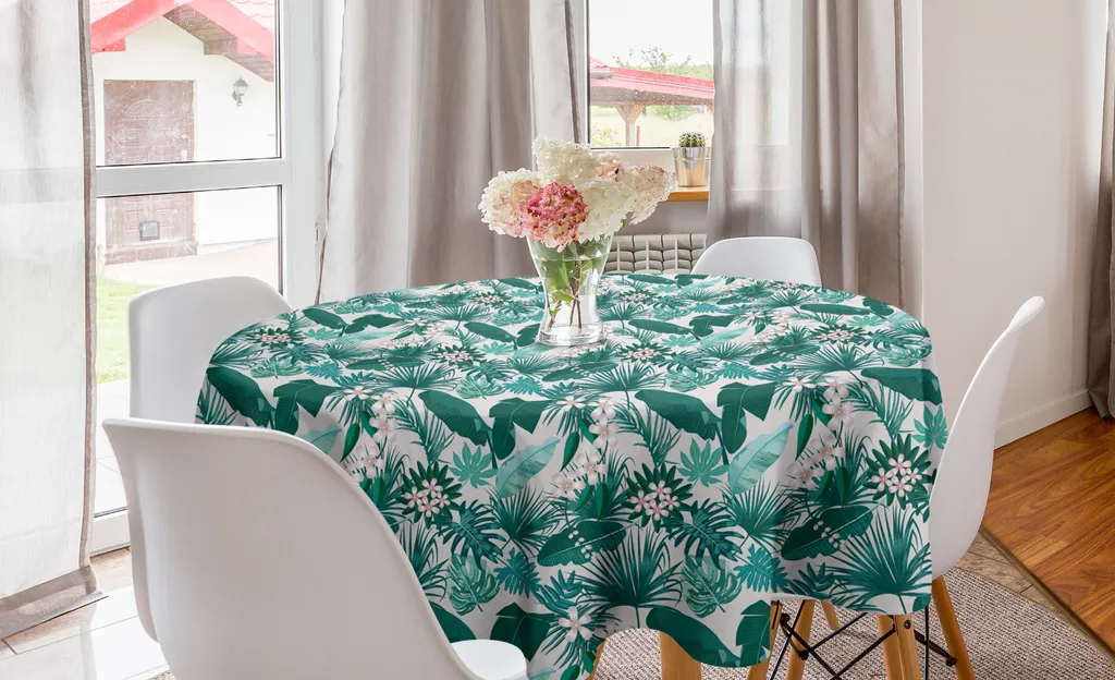 Tovaglia Rotonda 150cm Teal Hawaii | Arredamento Tropicale ABAKUHAUS