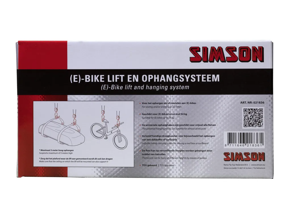 Palan de Levage pour Vélo et VAE Simson Support de Rangement Plafond