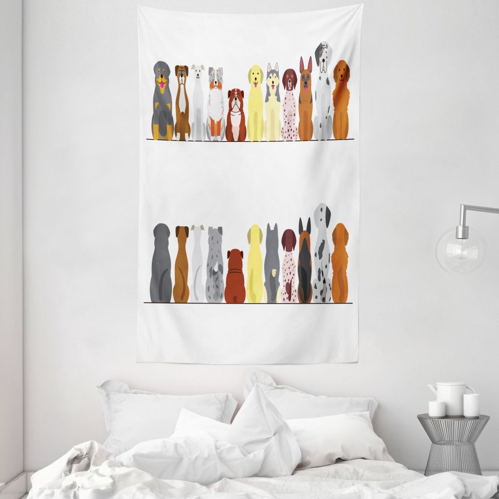 ABAKUHAUS Hunde Wandteppich und Tagesdecke, Simplistic Hund Tier aus Weiches Mikrofaser Stoff Waschbar ohne Verblassen Digitaldruck, 140 x 230 cm, ...