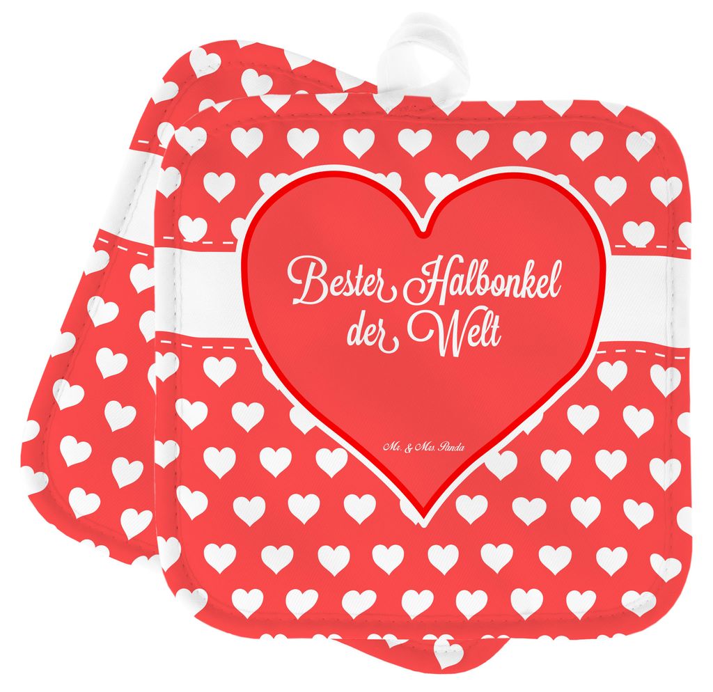 Mr. & Mrs. Panda Topflappen Halbonkel - Geschenk, Stiefgeschwister, Topfuntersetzer, topfhalter, Ofenlappen, Kochlappen, Stiefonkel, Familie, Stief...