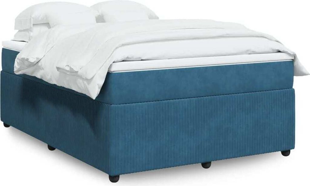 "2026 Promotion" Boxspringbett mit Matratze - Dunkelblau 160x200 cm - Samt - Polsterbett CC14476