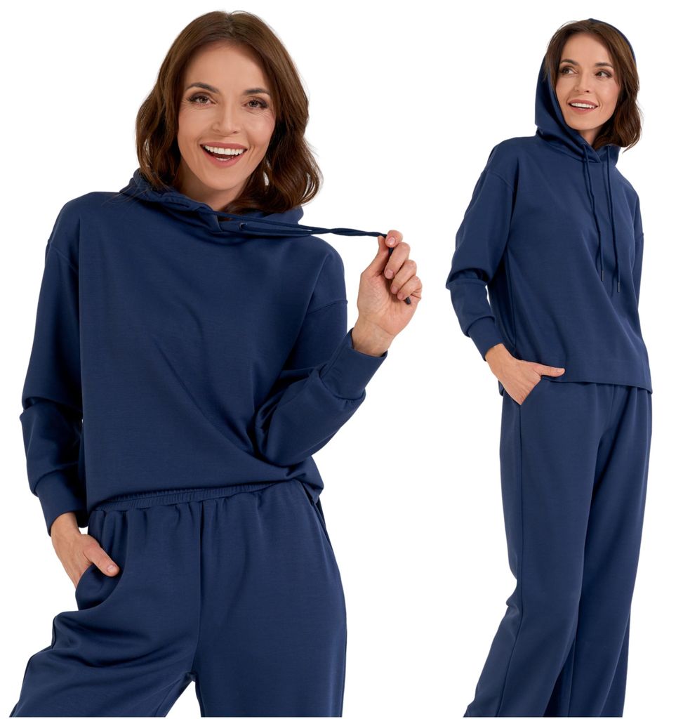 Moraj Damen Hoodie Kapuzenpullover – Blau, Größe M, bequem