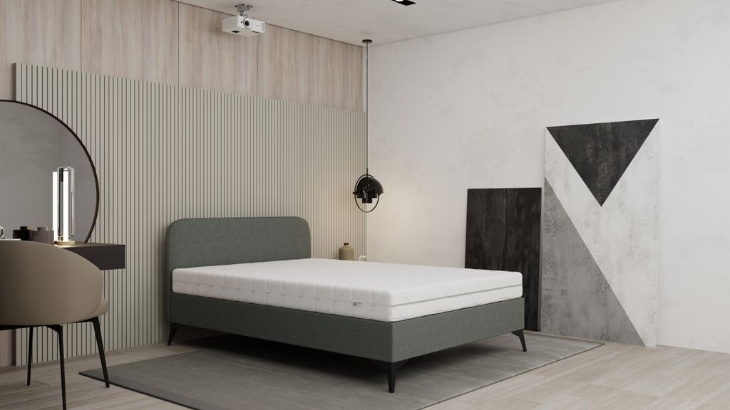 Polsterbett MAVILO - Komfortbett mit Stauraum, Doppelbett, 140x200cm, Grau, Taschenfederkernmatratze, H2/H3