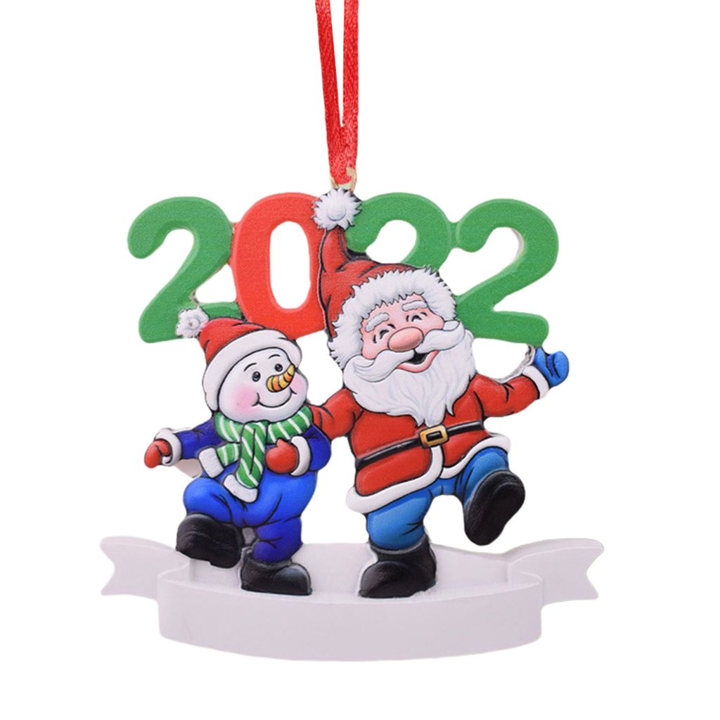 Santa Snowman Anhänger mit Seilgeschenk-Geschenken Harz Personalisiert Cartoon 2022 Weihnachts-Ornamente für Festival-A