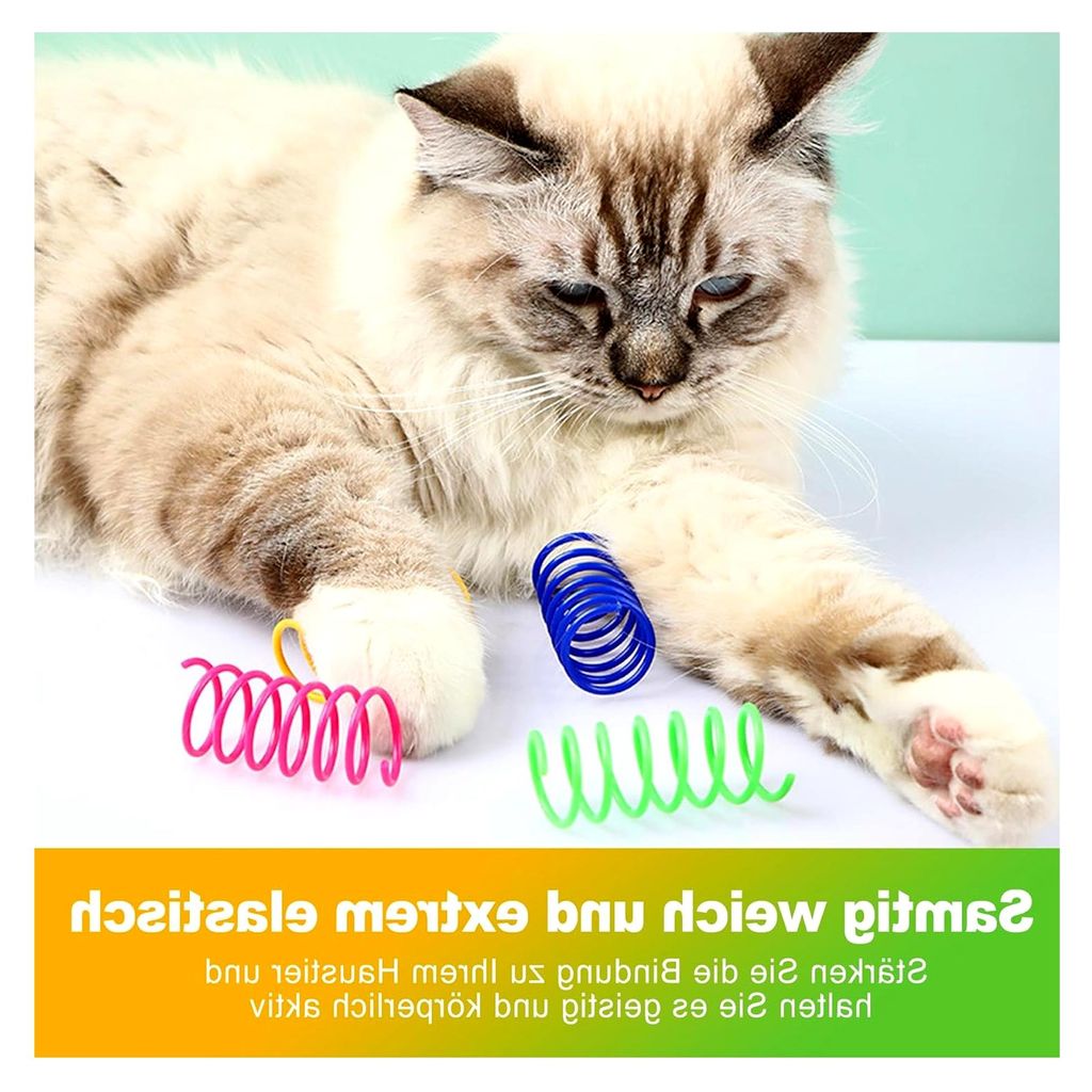 40 Stück Bunte Kunststoffspiralen für Katzen, Interaktives Katzenspielzeug Set, Langlebiges Jagdspielzeug & Beschäftigung für Kätzchen und Kat...