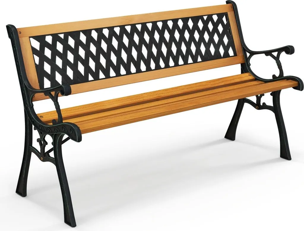 Banc Extérieur 2 Places Style Rétro en Bois et Métal pour Balcon et Parc